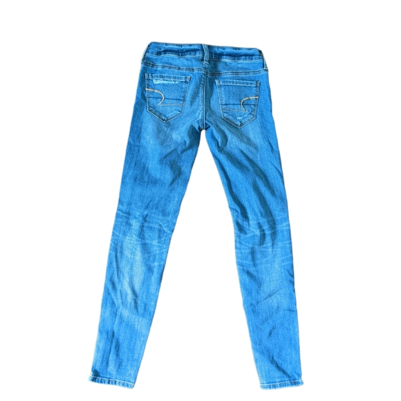 American Eagle Low rise Jegging Skinny Jeans Sz 0 Regular Distressed Stretch - Picture 2 of 11